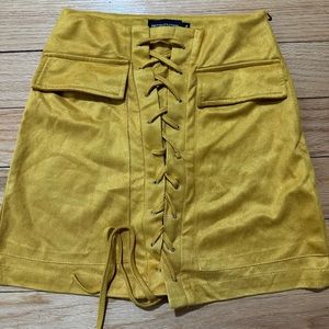 Suede mustard yellow skirt